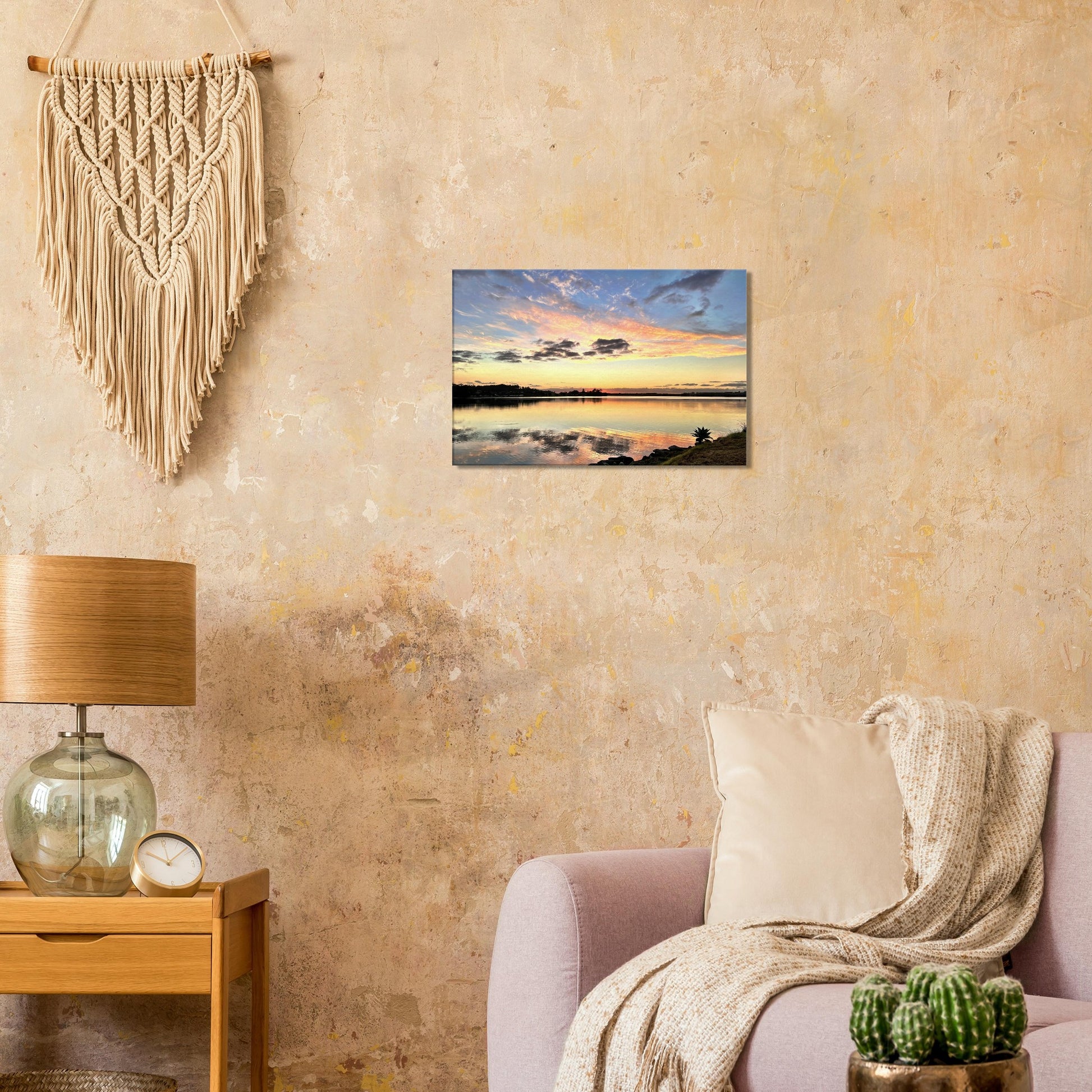 Mangawhai sunrise, mangawhai, mangawhai heads, estuary, mangawhai estuary, sunrise, northland, nz, new zealand, reflections, orange, pink, yellow, blue, piwaka prints, canvas, wall art,
