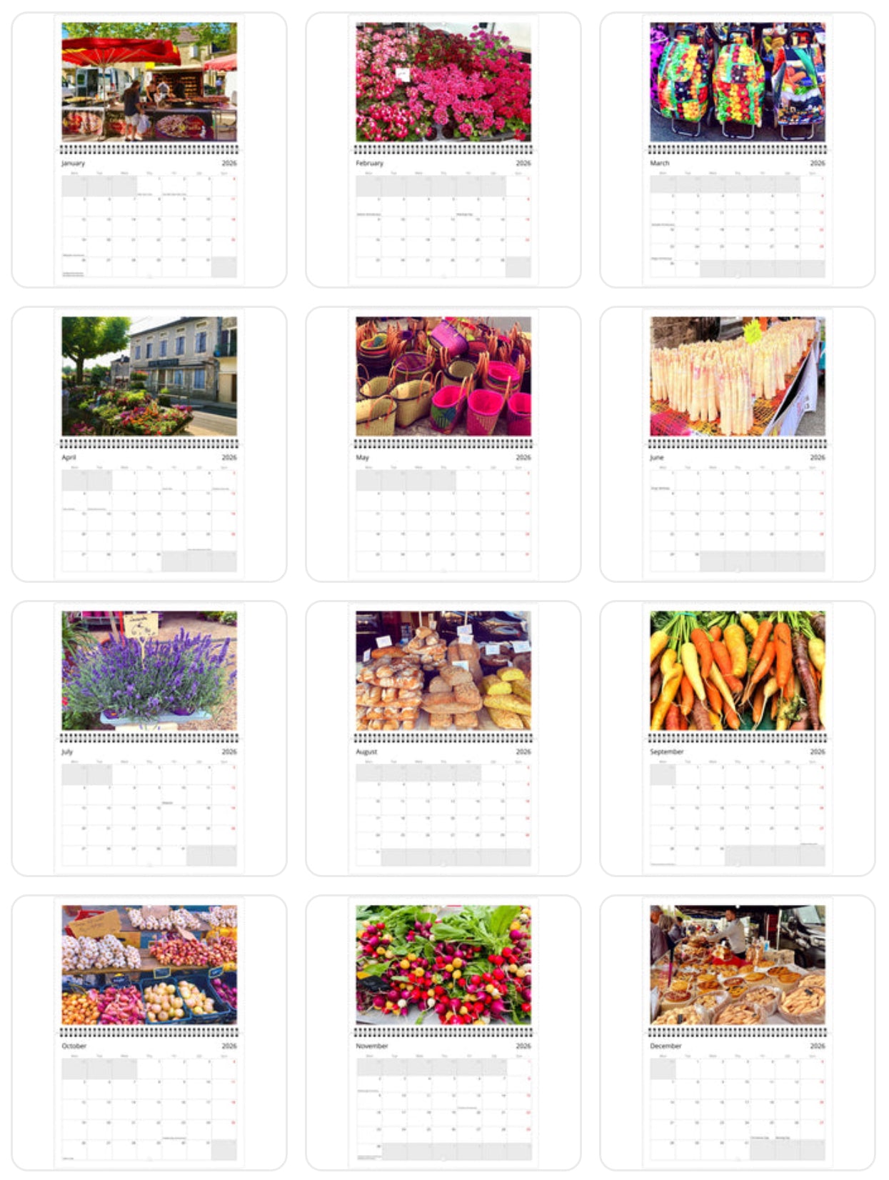French Markets 2026 Calendar