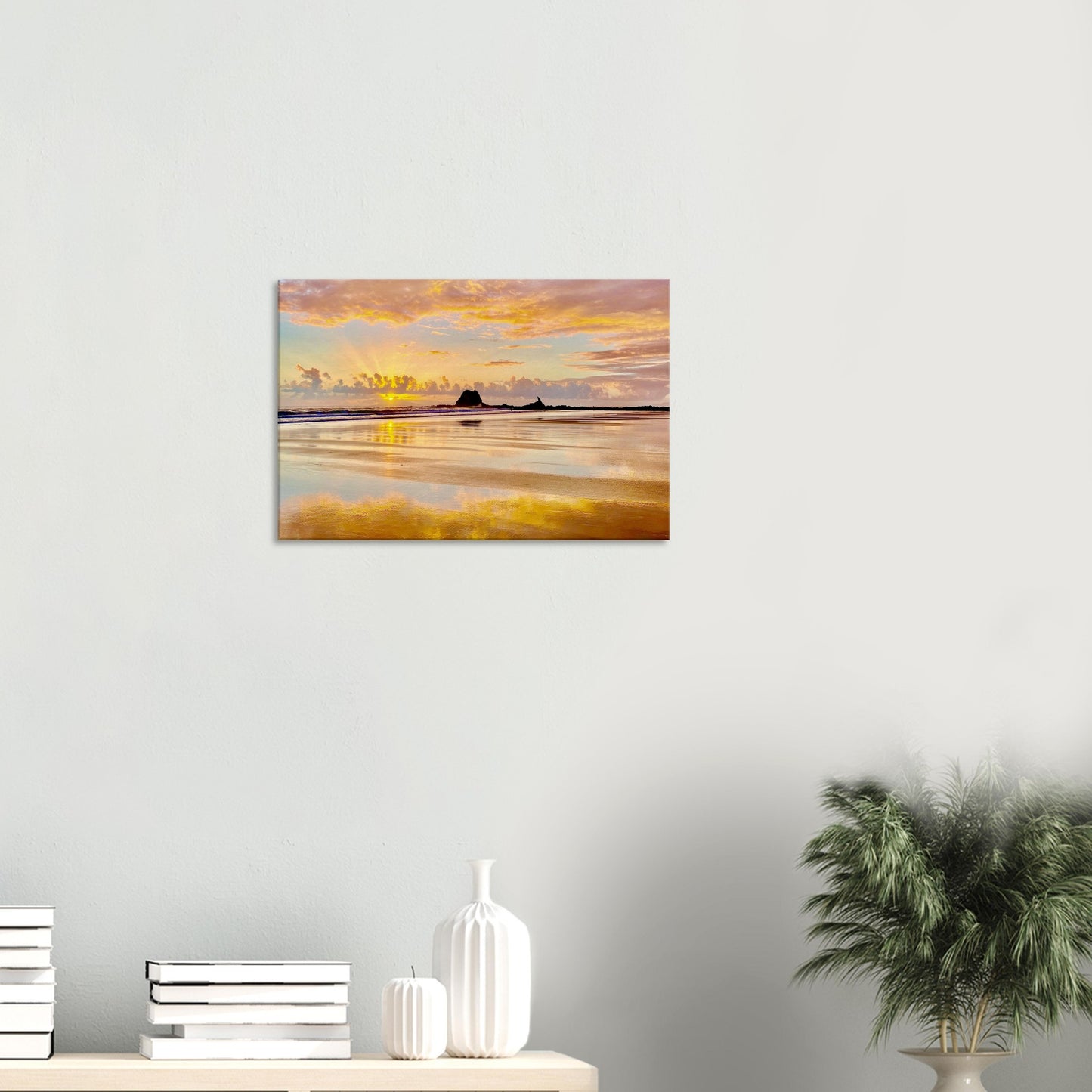 summer, sunrise, summer sunrise, pink, yellow, blue, reflection, mangawhai heads surf beach, surf beach, nz, northland, new zealand, head rock, howling wolf, beach, paradise, ocean, piwaka prints, canvas, wall art,